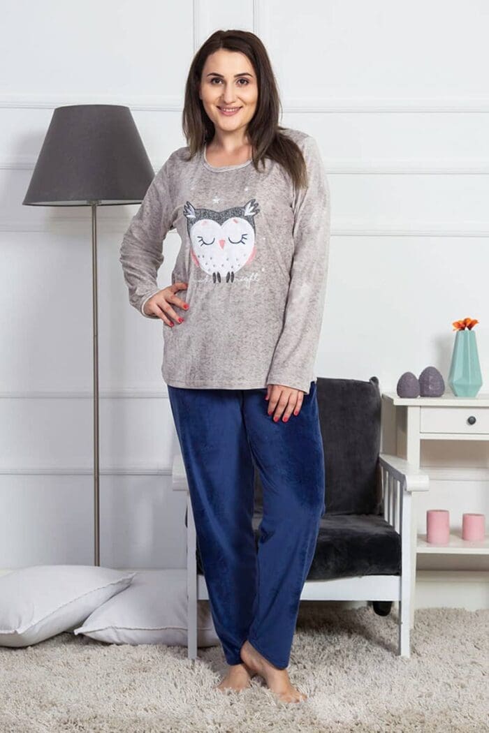 Women's Velvet Pajamas in Large Size - esorama.gr