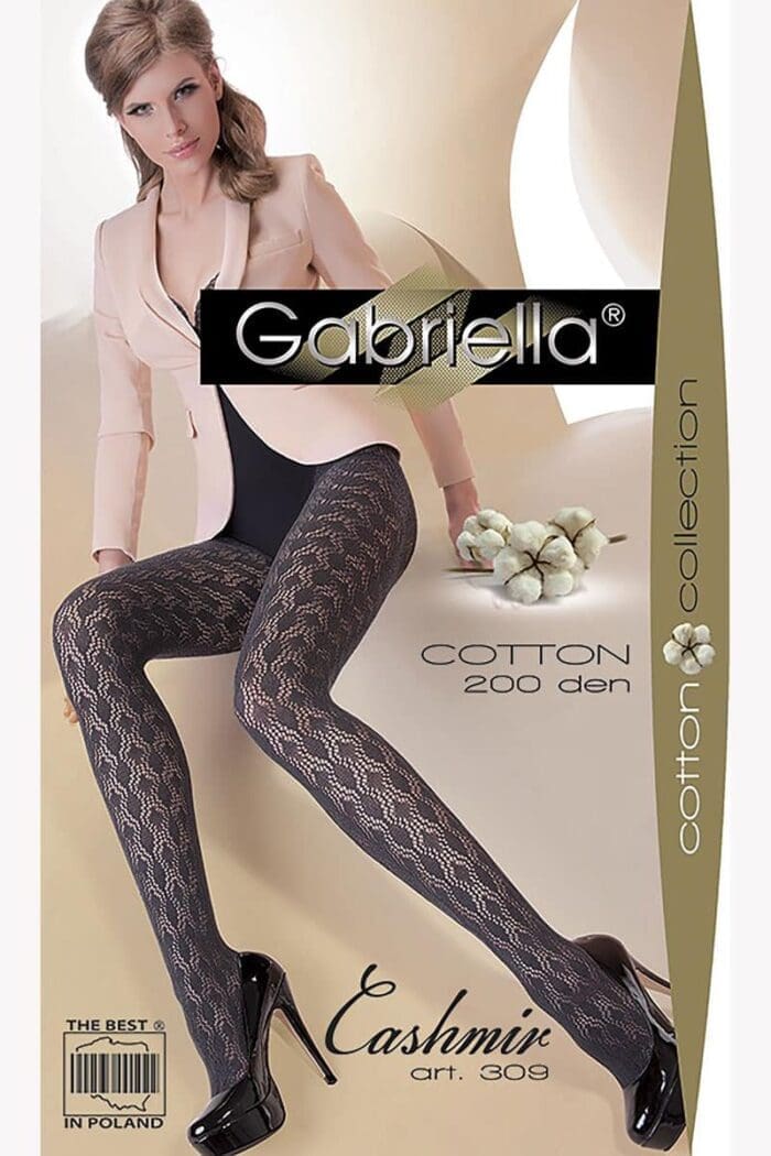 Tights With Design Gabriella Cashmir 309 Cotton 200-Den Nero