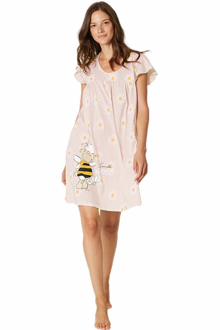 Γυναικείο Νυχτικό Happy People Pink Apero 100% Cotton -