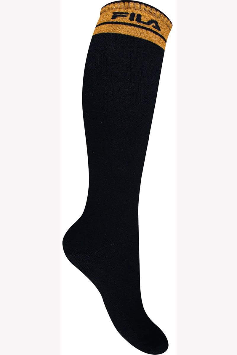 F3237-229_1 Κάλτσες Long Plain Warm Cotton F3237-229 Black-Gold - Image 1