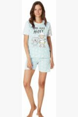 Καλοκαιρινή Πιτζάμα Κοντό Μανίκι Happy People 5638Azzuro - Cotton