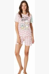 Καλοκαιρινή Πιτζάμα Κοντό Μανίκι Happy People 5638 Pink - Cotton