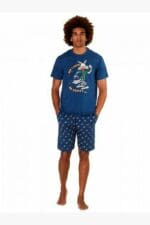 Ανδρική Πιτζάμα Καλοκαιρινή Βερμούδα Happy People 5616Blue Cotton - Image 2