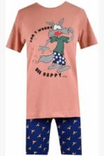 Ανδρική Πιτζάμα Καλοκαιρινή Βερμούδα Happy People 5616Pink Cotton - Image 2