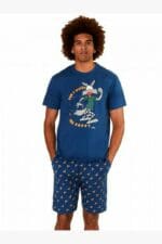 Ανδρική Πιτζάμα Καλοκαιρινή Βερμούδα Happy People 5616Blue Cotton