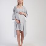 Vienetta Νυχτικό Και Ρόμπα Εγκυμοσύνης Βαμβάκι 405378 Γκρι