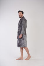 Ζεστή Ανδρική Ρόμπα Fleece 310083 Ανθρακί - Image 5
