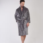 Ζεστή Ανδρική Ρόμπα Fleece 310083 Ανθρακί