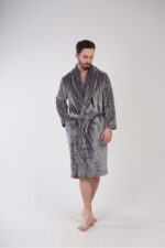 Ζεστή Ανδρική Ρόμπα Fleece 310083 Ανθρακί