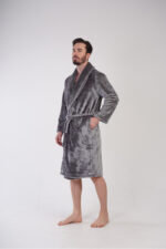 Ζεστή Ανδρική Ρόμπα Fleece 310083 Ανθρακί - Image 3