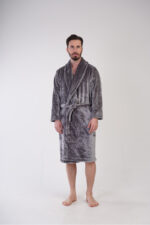 Ζεστή Ανδρική Ρόμπα Fleece 310083 Ανθρακί - Image 2